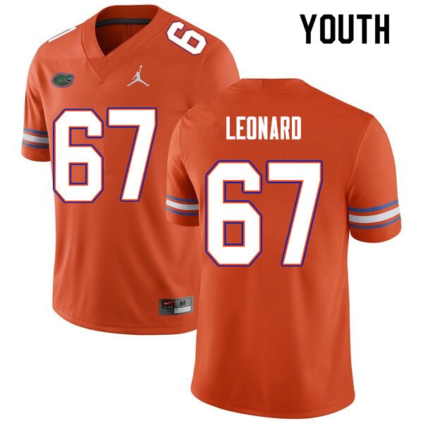 Youth #67 Richie Leonard Florida Gators College Football Jersey Orange
